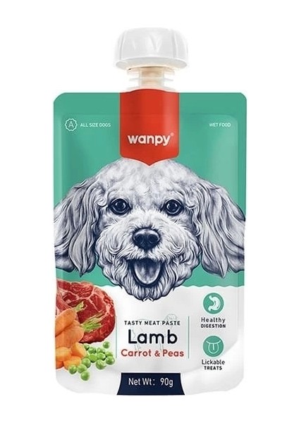 Wanpy Taze Kuzu Etli ve Havuçlu Et Ezmesi Doğal Köpek Ödülü 90 gr
