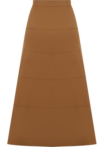 Dikiş Detaylı Etek 25Y1801 Taba