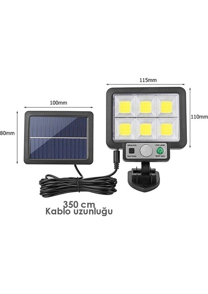Solar Panelli Hareket Sensörlü Üç Modlu Duvar Lambası (5067)