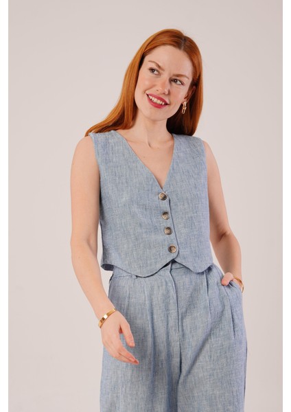 Fh Fashionhere Kırçıllı Desen Mavi Takım