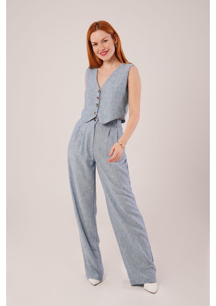 Fh Fashionhere Kırçıllı Desen Mavi Takım