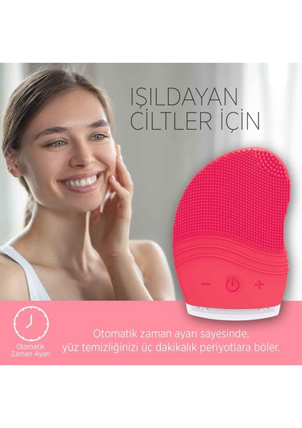 PSC03 Sonic Titreşimli Yüz Temizleme Cihazı - Kırmızı