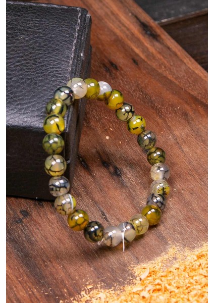 Yeşil Siyah Cizgili Akik Taşı Bileklik