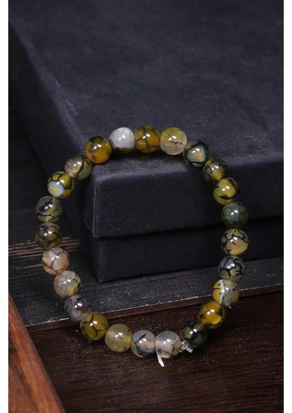 Yeşil Siyah Cizgili Akik Taşı Bileklik fiyatları