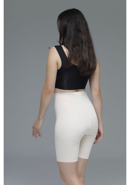 Porfy Model Lazer Dikişsiz Şort Spor Sporcu Şortu Iz Göstermez Kumaş Bisiklet Yoga Şortu Ten Renk