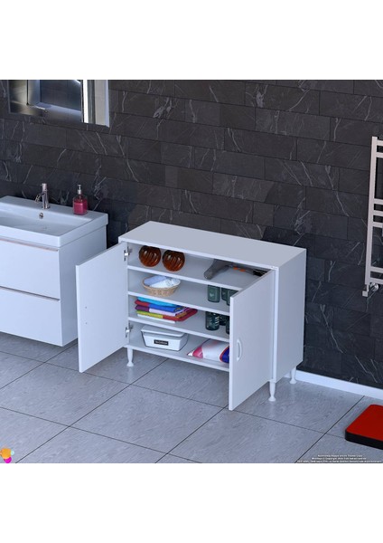 90X75X32,5 Cm’ Lik 2 Kapaklı 4 Göz Raf Dolap Organizatör Dolap Mutfak Dolabı Çok Amaçlı Dolap