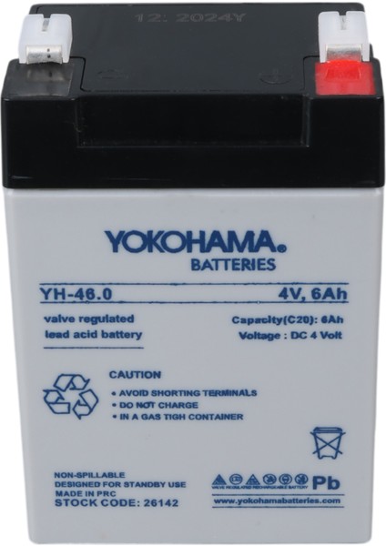 Yokohama Yh-46.0 4 Volt - 6 Amper Kuru Akü (68 x 45 x 95 Mm) (4767) - BKS3186-4816