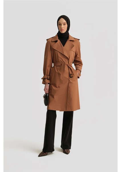 Omuzları Apoletli Toka Detaylı Kap 24K7125 Camel