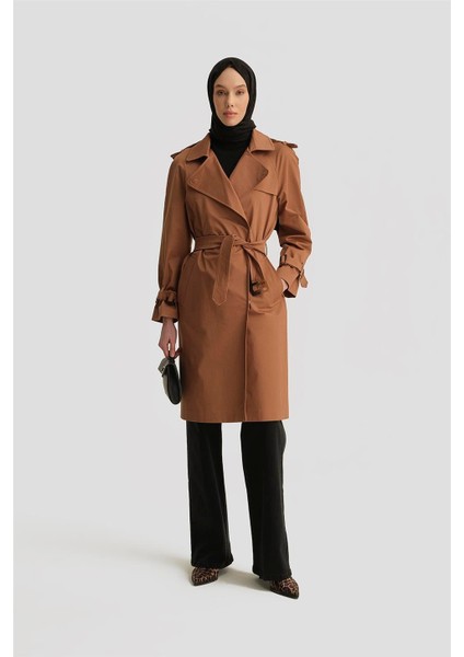 Omuzları Apoletli Toka Detaylı Kap 24K7125 Camel