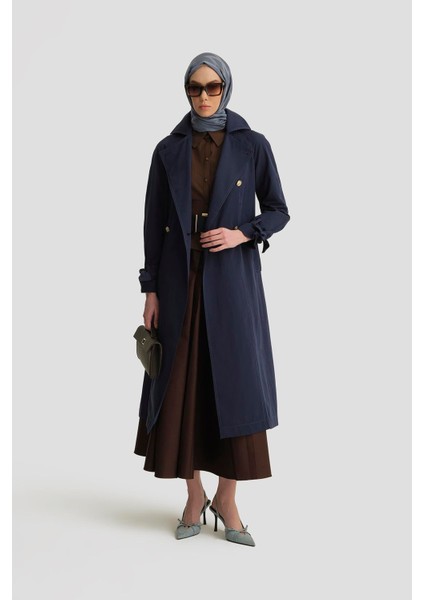 Gold Düğmeli Trençkot 25Y7807 Lacivert fiyatları