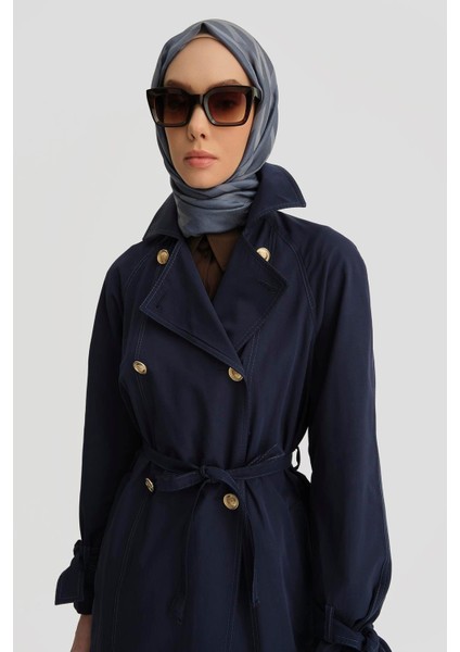 Gold Düğmeli Trençkot 25Y7807 Lacivert fırsatları
