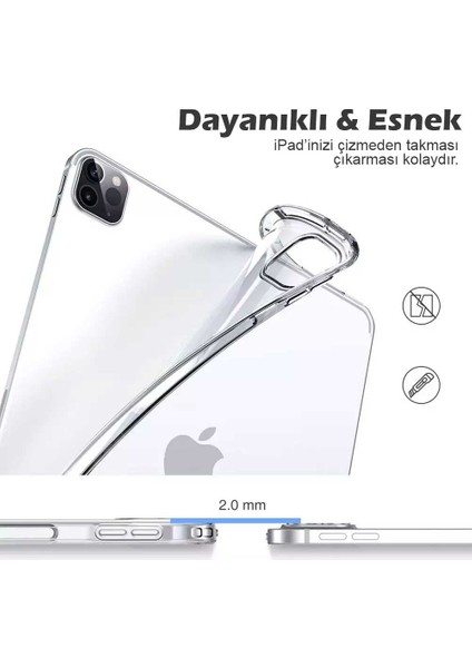 Apple iPad Pro 12,9 Inç 4 / 5 / 6 Nesil Uyumlu Şeffaf Silikon Tablet Kılıfı fiyatları