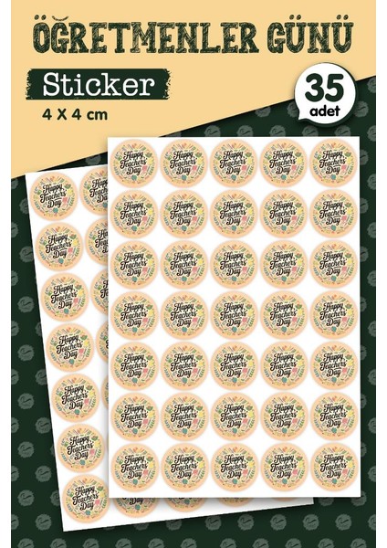 Happy Teachers Day Sticker Öğretmenler Günü Hediye Etiket 35 ADET-T1114