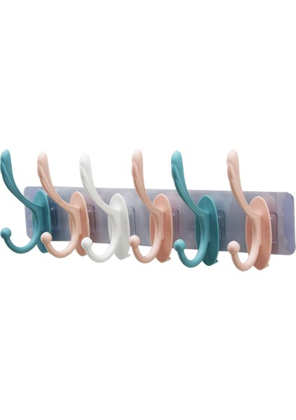 6 Kollu Şeffaf Yapışkanlı Renkli Plastik Askı Tak - Çıkar Askı Kollu (4767) - BKS7393-1059