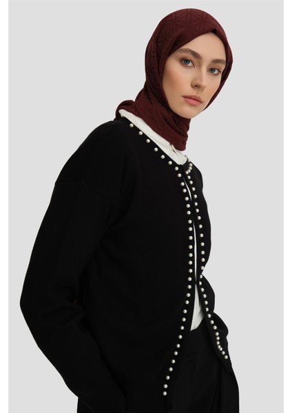 İncili Triko Hırka 24KD4202 Siyah
