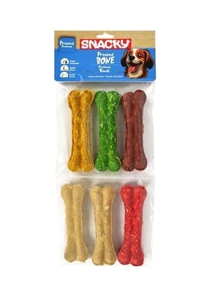 Snacky Munchy Renkli Press Köpek Çiğneme Kemiği 6 Adet 255 gr
