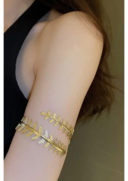 Altın Rengi Sıralı Yaprak Detaylı Kol Aksesuarı (Çapı:9cm) modelleri