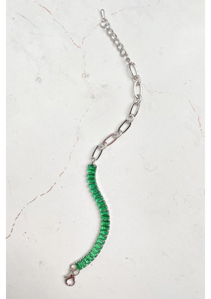 Kare Taşlı Zincir Detaylı Bileklik fiyatları