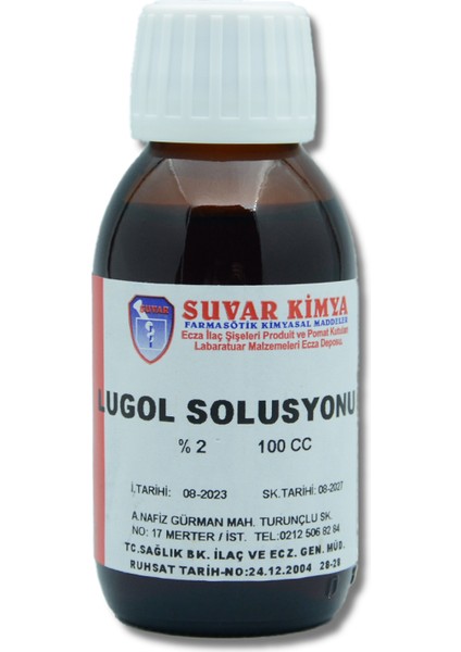 Lugol Solüsyonu %2 100 cc (Iyot Çözeltisi)