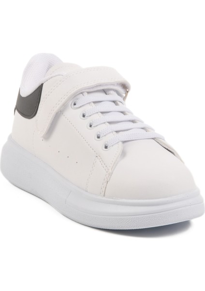Beyaz Siyah Cırtlı Bağcıklı Erkek Çocuk Spor Ayakkabı 160 F modelleri