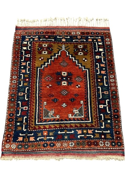 El Dokuma Antika 97X120 Dazkırı Halısı Koleksiyonluk Kök Boya