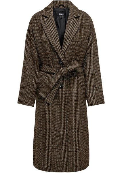 Kadın Kahve Kareli Kaban 15322423