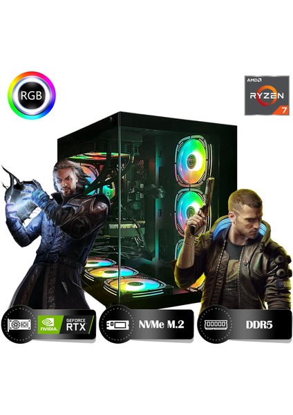 One HRA5060TI Ryzen 7 9800X3D 32GB Ram 1tb Nvme M.2 SSD RTX5060TI 8gb Masaüstü Oyuncu bilgisayarı