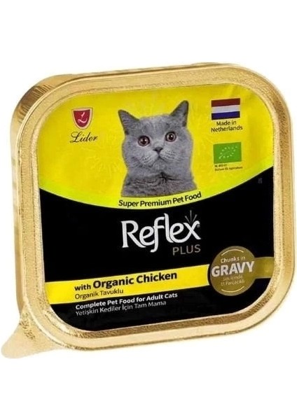 Reflex Plus Sos Içinde Parça Organik Tavuk Etli Yetişkin Konserve Kedi Maması 85 gr