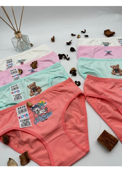 6'lı Renkli Desenli Kız Çocuk Bikini Külot Seti (Pamuklu, Yumuşak Kumaş, Hijyenik Ürün) 3410