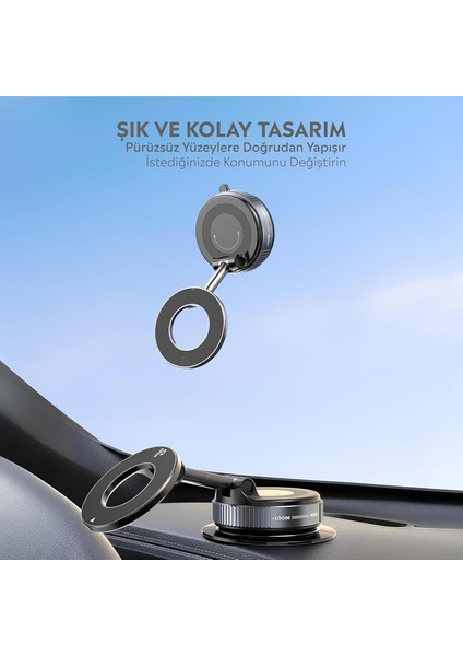X68 Mıknatıslı Vakumlu Araç Içi Telefon Tutucu Manyetik 360° Dönen Taşınabilir Çok Amaçlı Araba Tutacağı