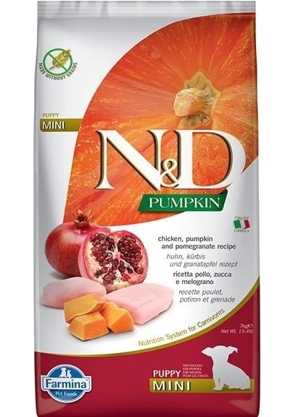 N&d Pumpkin Tavuk ve Narlı Mini Yavru Köpek Maması 7 kg