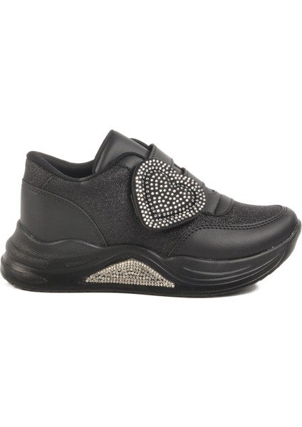 Siyah Simli Cırtlı Kız Çocuk Sneaker 7021086 F
