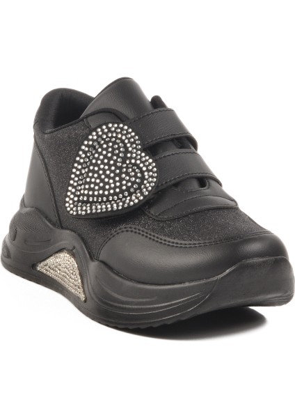 Siyah Simli Cırtlı Kız Çocuk Sneaker 7021086 F modelleri