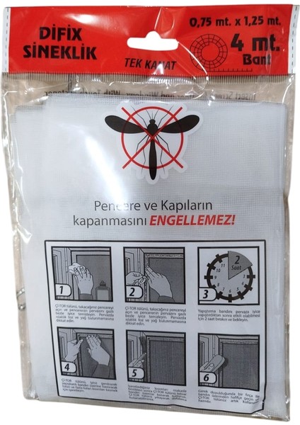 75X125CM Sineklik Yapıştırma Bantlı Tek Kanat