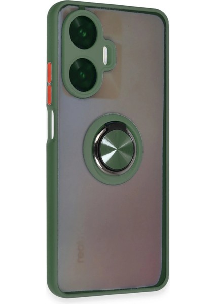 Realme C55 Kılıf Montreal Yüzüklü Silikon Kapak - Yeşil Yktsn