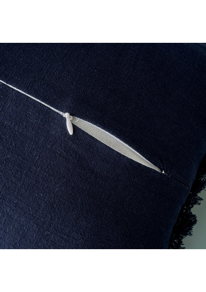 %100 Pamuk Marine Punchlı Kırlent Kılıfı Lacivert (35X50 Cm)