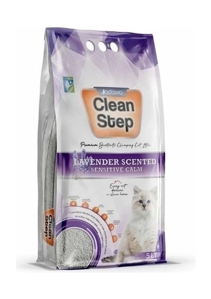 Clean Step Aktif Karbonlu Lavanta Kokulu Ince Taneli Topaklanan Bentonit Kedi Kumu 5 Lt