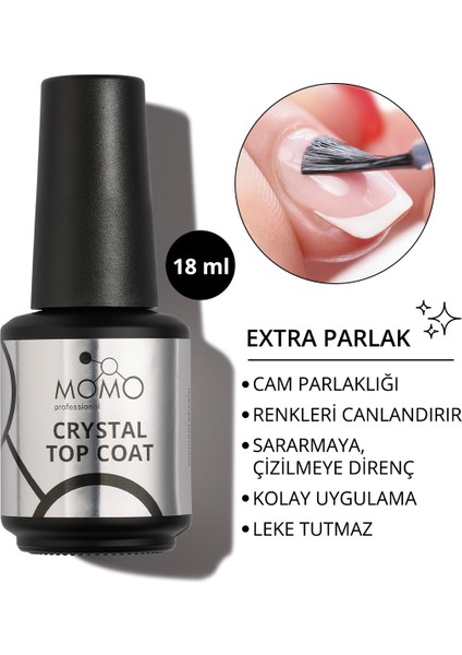 Kalıcı Oje Için Crystal Top Coat, Nano Fırçalı, 18 ml
