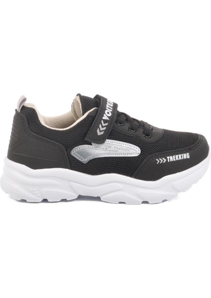 Siyah Beyaz Cırtlı Erkek Çocuk Spor Ayakkabı 520522 F