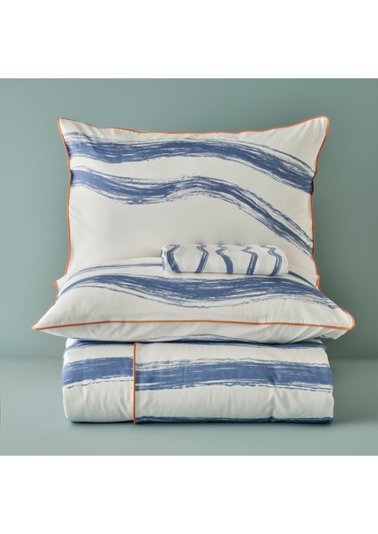 %100 Pamuk Saten Marine King Size Nevresim Seti Mavi-Beyaz (240X220 Cm) modelleri
