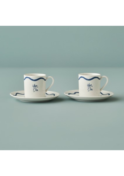 Marine Porselen 2'li Kahve Fincanı Seti Mavi (90 Cc)