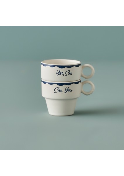 Marine Seramik 2'li Espresso Seti Mavi (105 Cc)