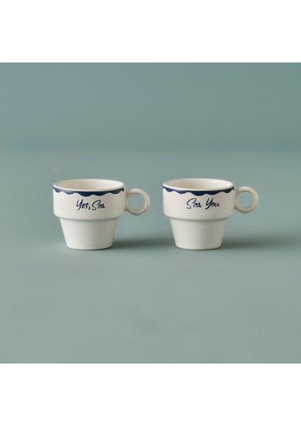Marine Seramik 2'li Espresso Seti Mavi (105 Cc)