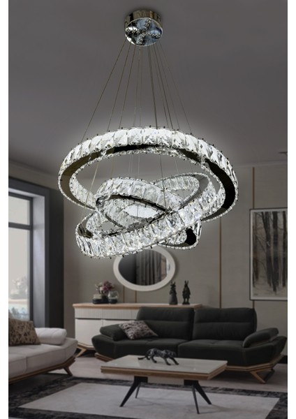 Bestof 3 Katlı Daire Taşlı Ledli Modern Avize