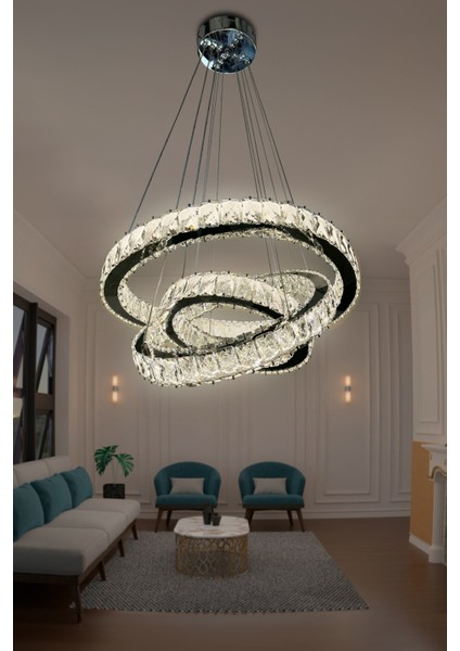 Bestof 3 Katlı Daire Taşlı Ledli Modern Avize modelleri