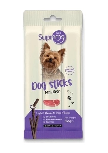 Supreme Dog Sığır Etli Küçük Irk Stick Köpek Ödül Maması 3x5 gr
