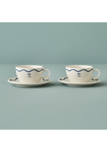 Marine Porselen 2'li Çay Fincanı Seti Mavi (270 Cc)