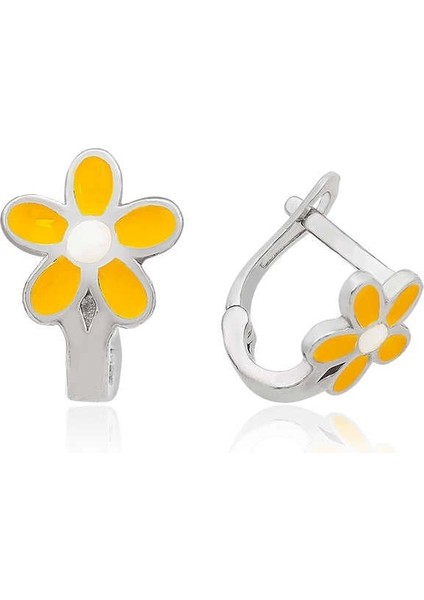 ​gümüş Sarı Çiçek Çocuk Küpesi