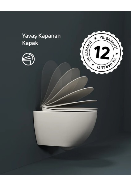 Free Rim-Off Asma Kanalsız Klozet Berry Mat FE322 + Yavaş Kapanır Kapak