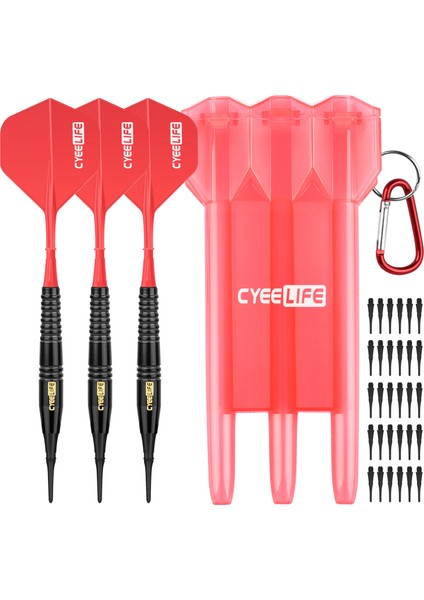 Kırmızı Stil Cyeelife Pirinç Yumuşak Uçlu Dart 16G Taşıma Çantası ve Ekstra Plastik Noktalar ve Uçuşlar, Profesyonel Elektronik Dart Seti (Yurt Dışından)